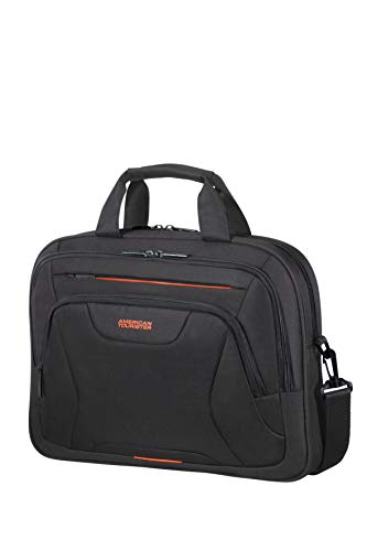 American Tourister Unisex Adult Briefcase, Black (Black/Orange), M (15.6 Inch)