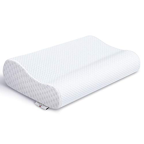 Power Of Nature Memory Foam Contour Pillow, Neck Support Cervical Bed Pillow for Sleeping, Side Sleeper - Relieve Neck Pain with Washable Zippered Soft Cover