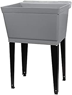 19 Gallon Utility Sink Laundry Tub by JS Jackson Supplies with Adjustable Metal Legs, Ideal for Laundry room, Basement, or Garage Workshop. Heavy Duty Shop Sink. No Faucet Included (Grey)