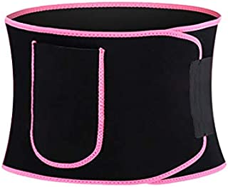 Fine Waist Trainer Belt for Women, Breathable Sweat Belt Waist Trimmer Body Shaper Girdle Fat Burn Belly Slimming Band for Weight Loss Fitness Workout (Pink, S)