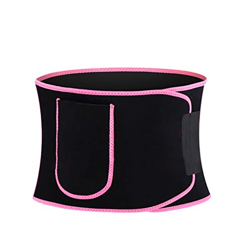 Fine Waist Trainer Belt for Women, Breathable Sweat Belt Waist Trimmer Body Shaper Girdle Fat Burn Belly Slimming Band for Weight Loss Fitness Workout (Pink, S)