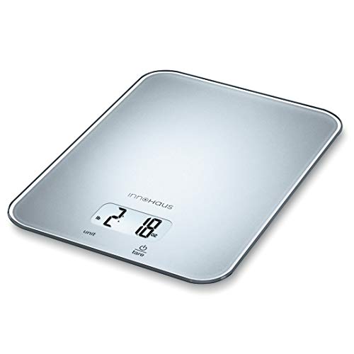 Our Brand - innoHaus AKS19 Multi-Function Kitchen Food Scale, Digital Display with Tare Function, Precise, Measures in g, oz, lb:oz, ml, fl.oz with Auto-Off, Silver