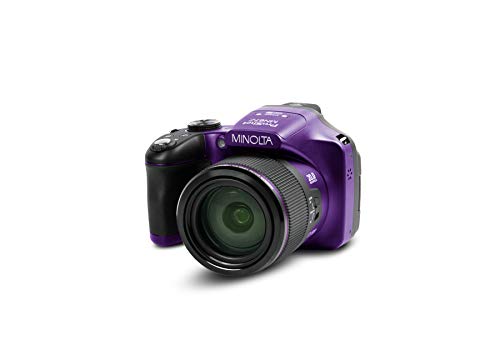 Minolta Pro Shot 20 Mega Pixel HD Digital Camera with 67x Optical Zoom, Full 1080p HD Video & 16GB SD Card (Purple)