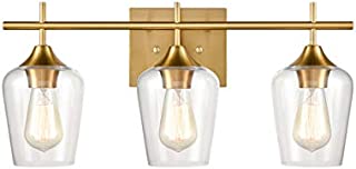 CLAXY Industrial Bathroom Vanity Lights 3-Light Clear Glass Wall Sconces