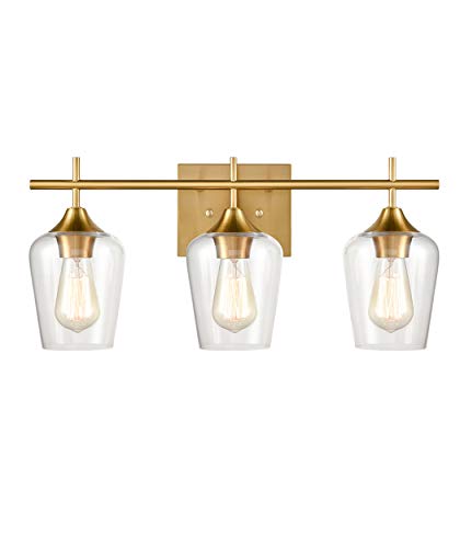 CLAXY Industrial Bathroom Vanity Lights 3-Light Clear Glass Wall Sconces