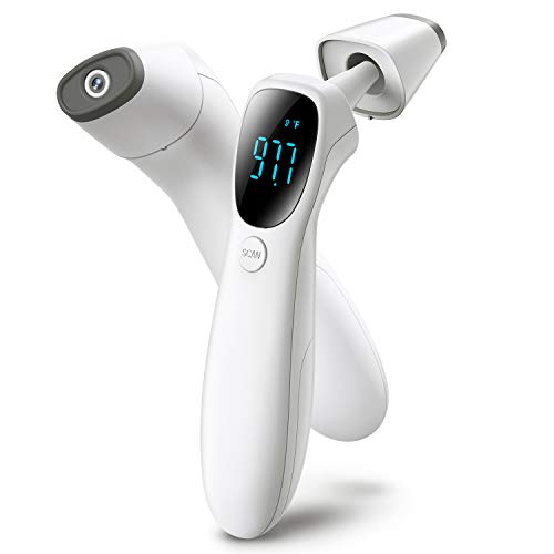 Thermometer for Kids and Adults Come with a Pouch Non-contacted Forehead and Ear Thermometer with Light to See Ear Canal