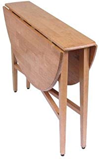 COLIBROX 42-inch Round Drop-Leaf Table Folding Dining Kitchen Accent Table (Walnut)