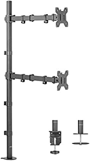 VIVO Extra Tall Vertically Stacked Dual Monitor Desk Mount Stand with 39 inch Stand-up Pole, Fully Adjustable Extended Arms, Fits 2 Screens up to 27 inches, STAND-V012T