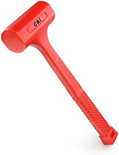 C&T 1LB Dead Blow Hammer, Red Unibody Molded, Checkered Grip, Spark and Rebound Resistant (1 LB-16oz)