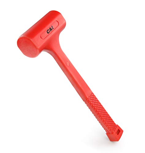 C&T 1LB Dead Blow Hammer, Red Unibody Molded, Checkered Grip, Spark and Rebound Resistant (1 LB-16oz)