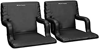 Home-Complete Wide Stadium Seat Chair Bleacher Cushion with Padded Back Support, Black, Regular - 2 Pack