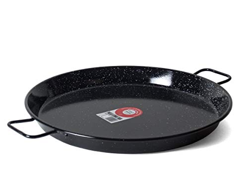 Garcima E-22GAR 22-Inch Enameled Steel Paella Pan, 55cm, Silver