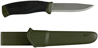 Morakniv Companion Fixed Blade Outdoor Knife with Carbon Steel Blade, 4.1-Inch, Military Green