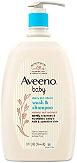 Aveeno Baby Gentle Wash & Shampoo with Natural Oat Extract, Tear-Free & Paraben-Free Formula for Hair & Body, Lightly Scented, 33 fl. oz