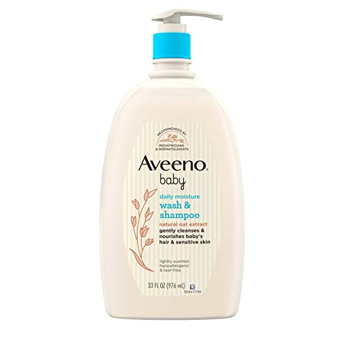 Aveeno Baby Gentle Wash & Shampoo with Natural Oat Extract, Tear-Free & Paraben-Free Formula for Hair & Body, Lightly Scented, 33 fl. oz