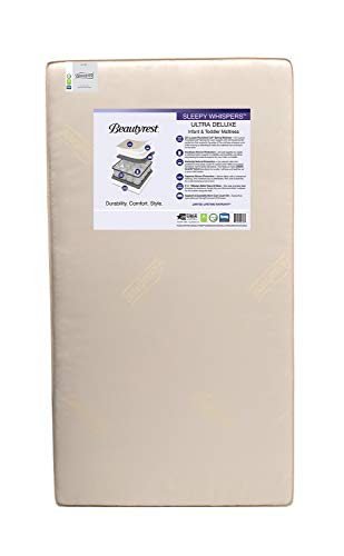 Beautyrest Beginnings Sleepy Whispers Ultra Deluxe 2-in-1 Innerspring Crib and Toddler Mattress ; Waterproof ; GREENGUARD Gold Certified ; Trusted Brand ; Made In the USA