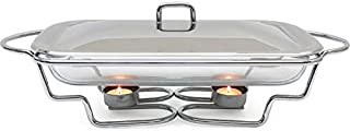 Galashield Chafing Dishes Buffet Food Warmer with Lid Stainless Steel and Oven Safe Glass Warming Tray Dish (3-Quart)