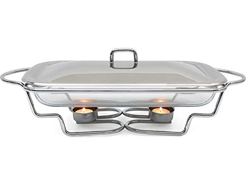 Galashield Chafing Dishes Buffet Food Warmer with Lid Stainless Steel and Oven Safe Glass Warming Tray Dish (3-Quart)