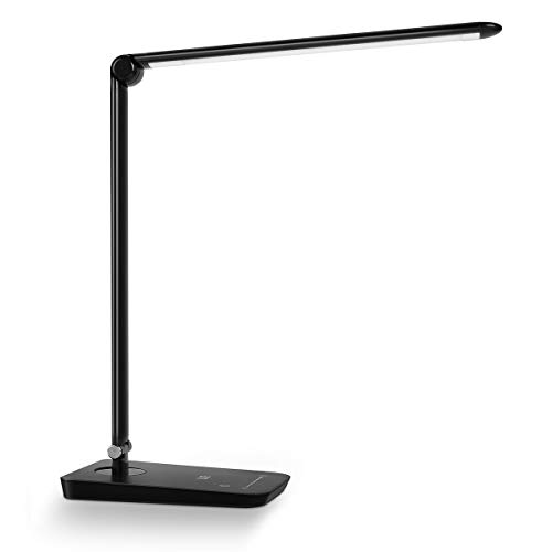 LE Dimmable LED Desk Lamp, 7-Level Brightness Adjustable, Soft Touch Dimmer, Daylight White, Eye Care Natural Light, High Intensity Office Task Lamp for Reading, Study, Computer Work and More (Black)