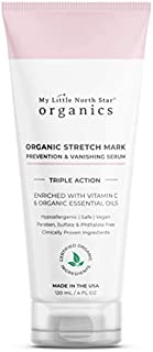 Organic Stretch Mark Maternity Serum Cream for Pregnancy, Made in USA, Prevent & Fade Scars Marks, Hypoallergenic for Sensitive Skin, Vegan, Sulfate & Cruelty Free, 4 oz