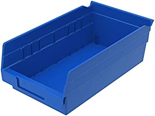 Akro-Mils 30130 Plastic Nesting Shelf Bin Box, (12-Inch x 6-1/2-Inch x 4-Inch), Blue, (12-Pack)