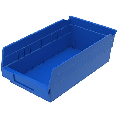 Akro-Mils 30130 Plastic Nesting Shelf Bin Box, (12-Inch x 6-1/2-Inch x 4-Inch), Blue, (12-Pack)