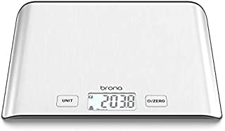 BRONA Digital Kitchen Food Scale 5KG / 11lb for Cooking, Baking, Meal Prep, Keto Diet and Weight Loss, 0.1oz / 1g Accuracy, Stainless Steel