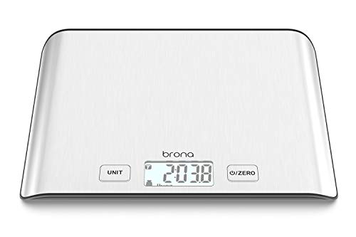 BRONA Digital Kitchen Food Scale 5KG / 11lb for Cooking, Baking, Meal Prep, Keto Diet and Weight Loss, 0.1oz / 1g Accuracy, Stainless Steel