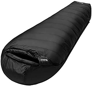 Ubon Extreme 15 Degree F 650 Fill Power Down Sleeping Bag for Adults with ClusterLoft Base, Lightweight Waterproof Mummy Sleeping Bag Camping Backpacking Hiking Black