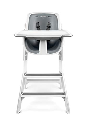 4moms high chair, For Baby, Infant, and Toddler, Magnetic, One-Handed Tray Attachment, from The Makers of The mamaRoo, White/Grey