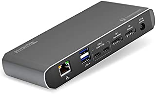 Plugable Thunderbolt 3 and USB C Dock with 60W Charging, Compatible with MacBook/MacBook Pro and Windows Laptops, Dual DisplayPort, 2X USB-C, 3X USB 3.0, Gigabit Ethernet, Audio Jack - Horizontal