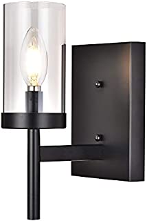 COTULIN Modern Black Metal Wall Sconce,Wall Light with Clear Glass Shade for Bedroom Hallway Living Room,Wall Sconce Lighting for Bathroom,Small Bedside Wall Lamp