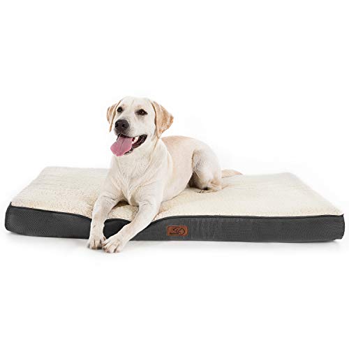 Bedsure Large Dog Bed for Large Dogs Cats Up to 75lbs - Orthopedic Big Dog Beds with Removable Washable Cover, Egg Crate Foam Pet Bed Mat, Grey