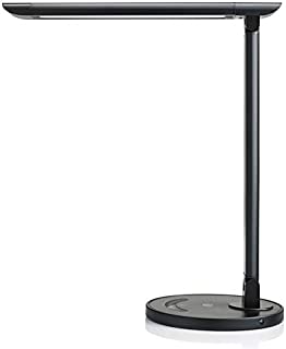 TaoTronics TT-DL13B LED Desk Lamp Eye-caring Table Lamps, Dimmable Office Lamp with USB Charging Port, Touch Control, 12W, 5 Color Modes, Philips EnabLED Licensing Program (Black)