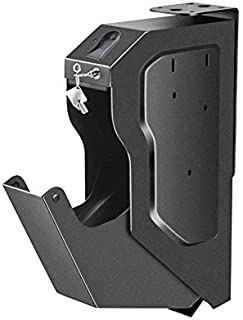 Gun Safes for Pistols, Handgun Safe Box Pistol Safe Quick-Access with Biometric Fingerprint Key Lock Gun Cabinets Mounted Firearm Safety Device- Black