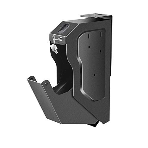 Gun Safes for Pistols, Handgun Safe Box Pistol Safe Quick-Access with Biometric Fingerprint Key Lock Gun Cabinets Mounted Firearm Safety Device- Black