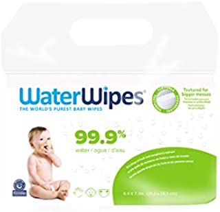 WaterWipes Textured, Sensitive, Unscented Baby and Toddler Soapberry Wipes, 4 Packs (240 Wipes)