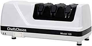 Chef'sChoice Hone EdgeSelect Professional Electric Knife Sharpener for 20-Degree Edges Diamond Abrasives Precision Guides for, Straight and Serrated Knives Made in USA, 3-Stage, White