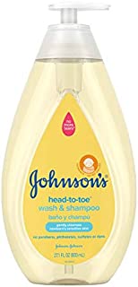 Johnson's Head-To-Toe Gentle Baby Wash & Shampoo, Tear-Free, Sulfate-Free & Hypoallergenic Bath Wash for Baby's Sensitive Skin & Hair, pH Balanced, Washes Away 99.9% Of Germs 27.1 fl. oz