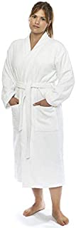 Classic Turkish Towels Luxury Terry Cloth Hotel Bathrobe - Premium 100% Turkish Cotton Robe Unisex (White, Large)