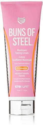 SteelFit Buns of Steel - Maximum Toning Cream - 4% Intenslim - Workout Enhancer - Firming Cream - Cellulite Reduction - Reduce Stretch Marks - 8 fl. oz. (237mL)