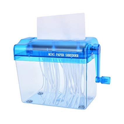 Mini Hand Shredder SENREAL Portable Paper Shredder A6 Manual Shredder Documents Paper Cutting Tool Home Office Desktop Stationery-Blue