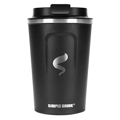 SIMPLE DRINK Insulated Coffee Travel Mug | Stainless Steel Coffee Tumbler Cup with Spill-Proof Lid, 12 oz