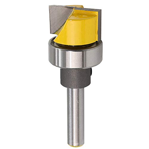 Yakamoz 1/4 Inch Shank Flush Trim Hinge Mortising Template Router Bit with Ball Bearing Woodworking Milling Cutter Tool