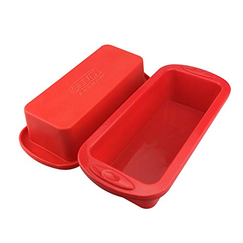 Silicone Bread and Loaf Pans - Set of 2 - SILIVO Non-Stick Silicone Baking Mold for Homemade Cakes, Breads, Meatloaf and Quiche - 8.9