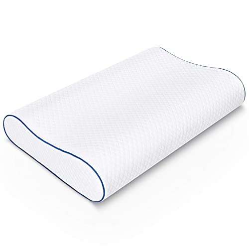 SORMAG Memory Foam Pillow, Neck Pillows for Pain Relief Sleeping, Cooling Gel Cervical Pillow for Neck Pain, Ergonomic Contour Pillow for Side and Back Sleepers, Bed Pillows for Sleeping, Queen Size