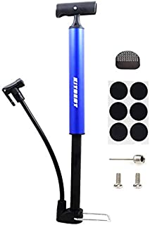 KITBEST Bike Pump, Mini Portable Bicycle Tire Pump, 130 Psi Bike Air Pump Fits Presta & Schrader Valve, Comes with Glueless Puncture Kit, Gas Ball Needle for All Bikes, MTB, Hybrid and Balls