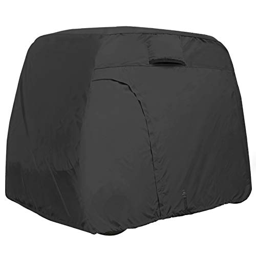 Explore Land 600D Waterproof Golf Cart Cover Fits for Most Brand 4 Passengers Golf Cart (Black)