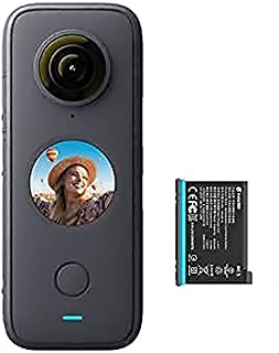 Insta360 ONE X2 360 Degree Waterproof Action Camera, 5.7K 360, Stabilization, Touch Screen, AI Editing, Live Streaming, Webcam, Voice Control + One 1420mAh Battery