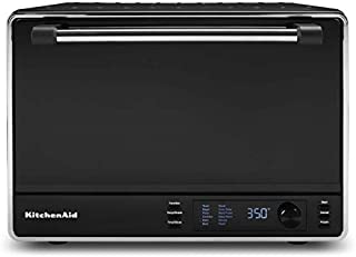 KitchenAid KCO255BM Dual Convection Countertop Toaster Oven, 12 preset cooking functions to roast, bake, fry meals, desserts, grill rack, baking pan, Digital display, non-stick interior, Matte Black